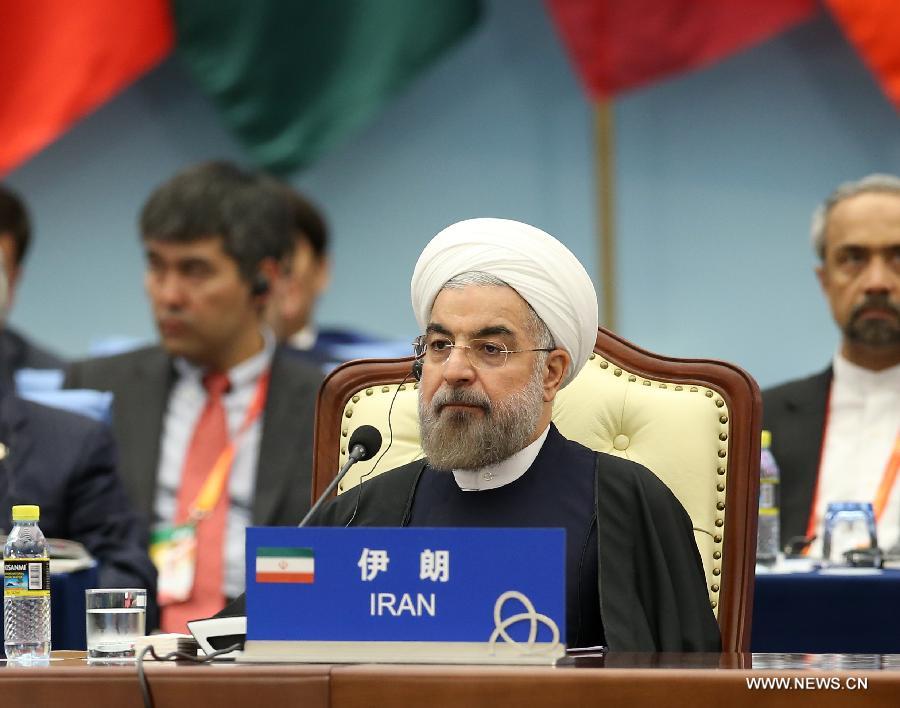 Iranian President Hassan Rouhani attends the fourth summit of the Conference on Interaction and Confidence Building Measures in Asia (CICA) in Shanghai, east China, May 21, 2014. (Xinhua/Pang Xinglei) 