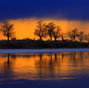 Beautiful sunset over the Irtysh River