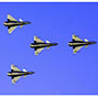 J-10 fighters show aerobatic stunts in smog-free sky