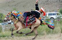 Traditional equestrian games held in Tibet to celebrate harvest