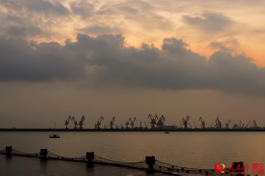 Breathtaking sunrise at Shanghai water plant