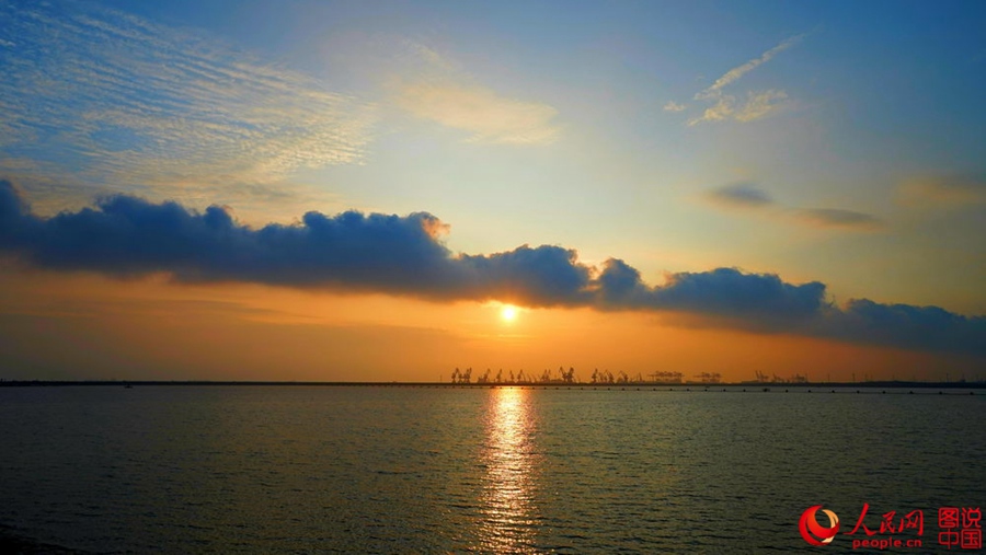 Breathtaking sunrise at Shanghai water plant