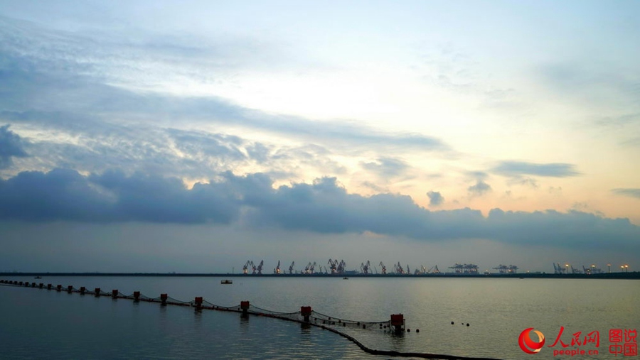 Breathtaking sunrise at Shanghai water plant