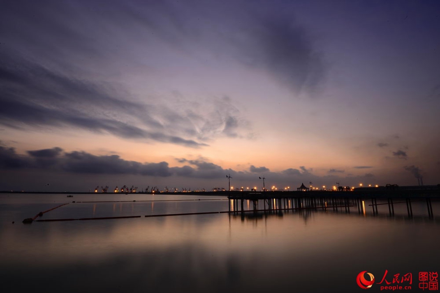 Breathtaking sunrise at Shanghai water plant