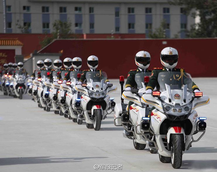 Chinese armed police motorcycle guard formation