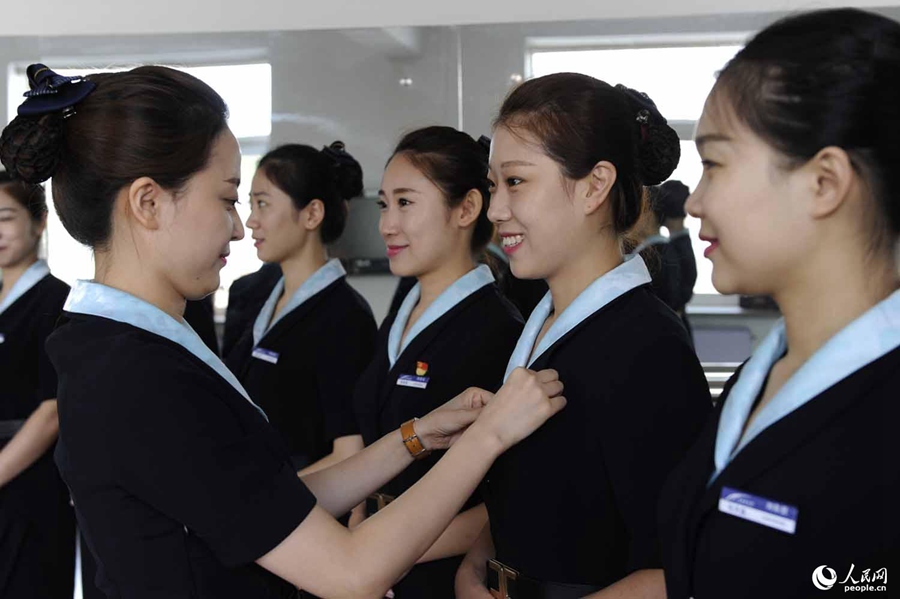 Attendants of Shenyang-Dandong high-speed rail