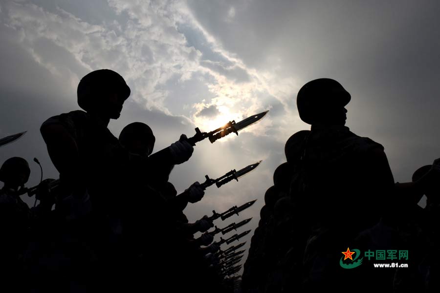 PLA soldiers conduct training for V-Day parade at Military Parade Village