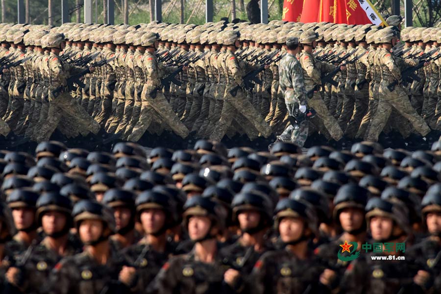 PLA soldiers conduct training for V-Day parade at Military Parade Village