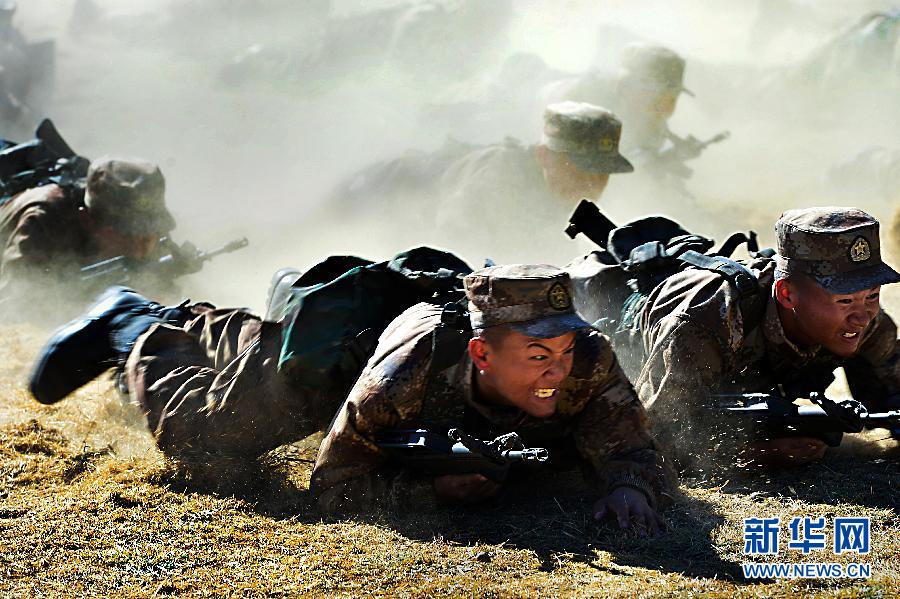 Soldiers train in high altitude area in Tibet