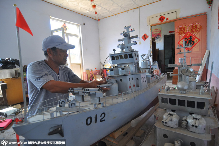 Fisherman makes seven warship models in 10 years