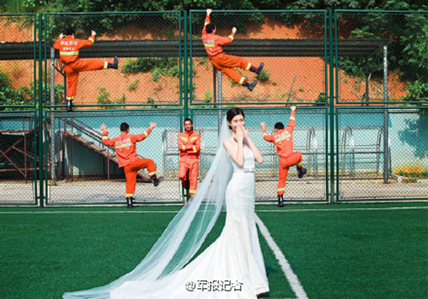 Beautiful wedding photos of a fire fighter and his wife