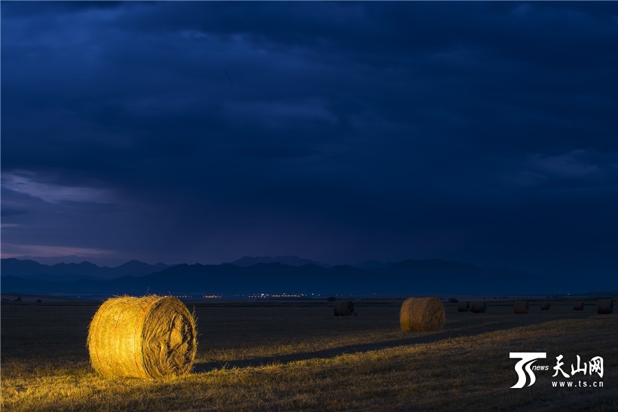 Rolls of grass: a beautiful landscape on Zhaosu Prairie