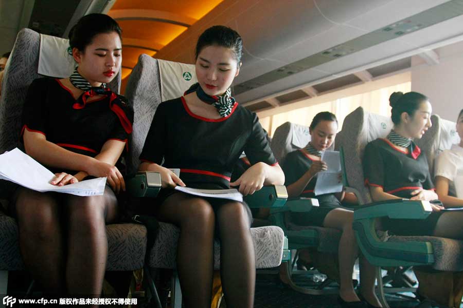 College girls attend job interview for airline hostesses