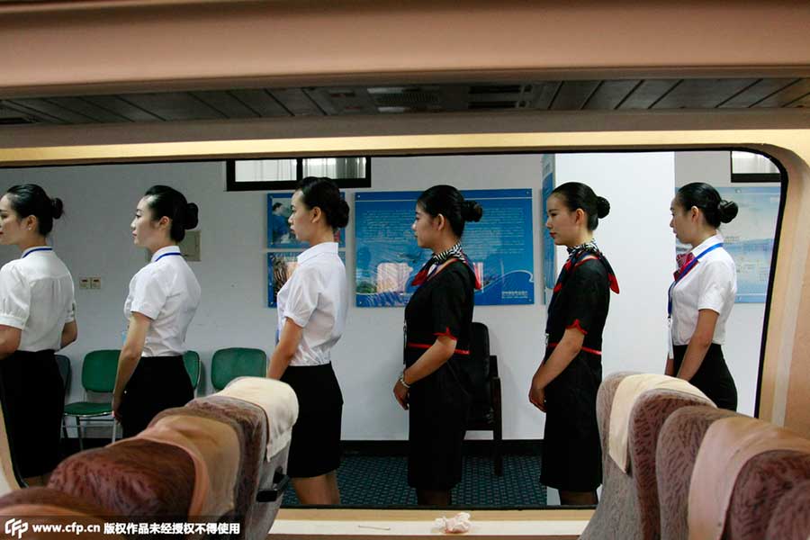 College girls attend job interview for airline hostesses
