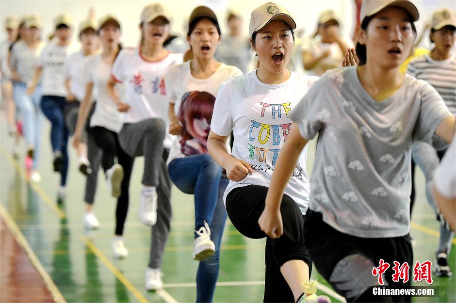 College girls learn martial art during military training