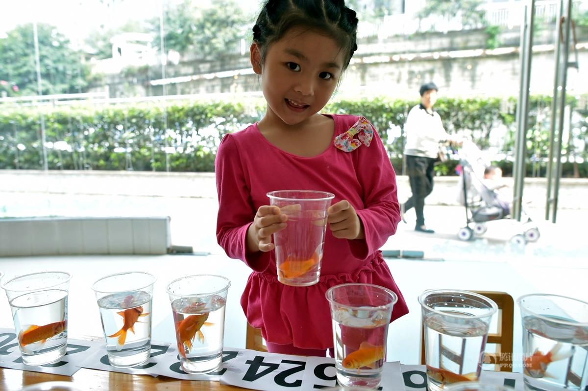 Four-year-old girl picks the designated gold fish among the 30 in 9 mins