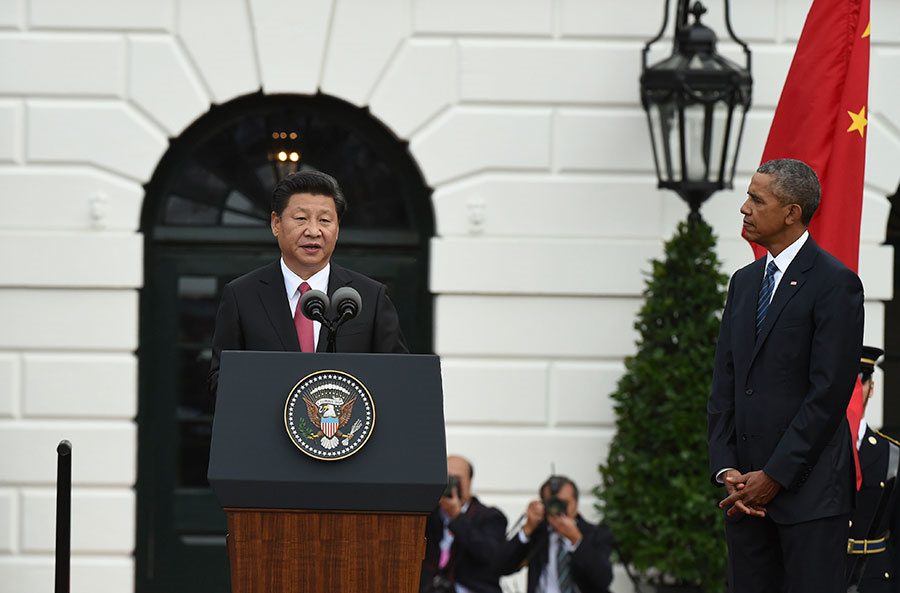 Obama welcomes Xi with 'nihao' at elaborate White House ceremony 
