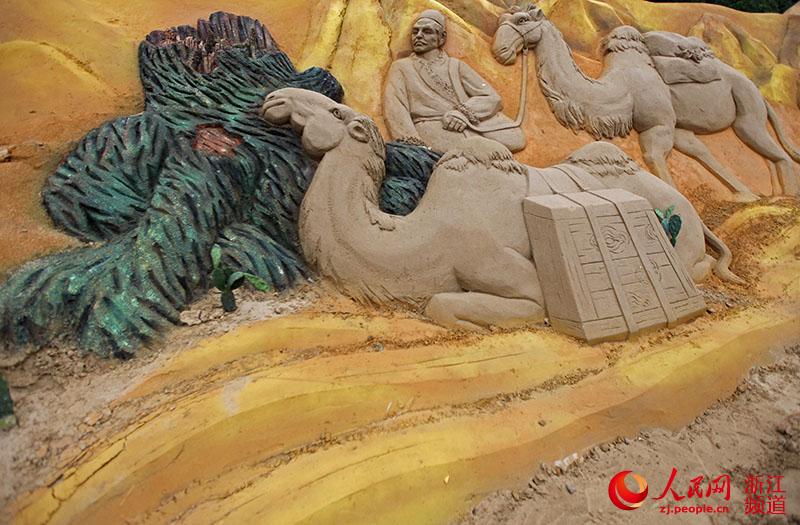 Sand sculptures tell stories about the Silk Road