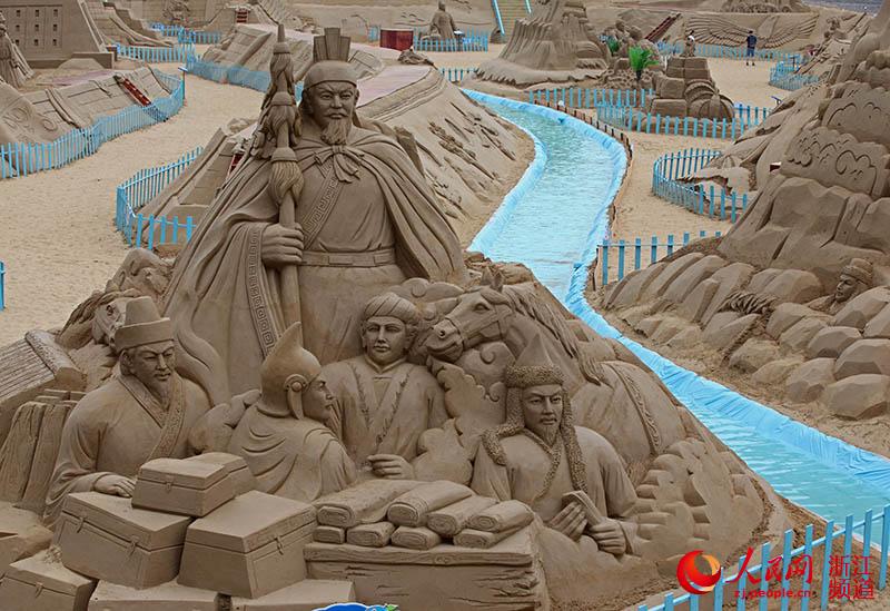 Sand sculptures tell stories about the Silk Road