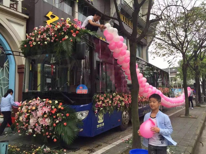 Transforming bus into wedding car, a low carbon consumption pattern