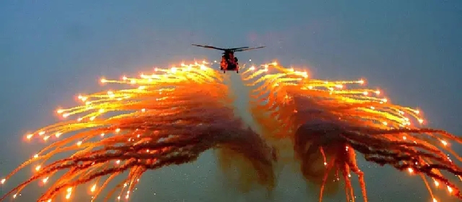 Stunning moments when decoy flares fire