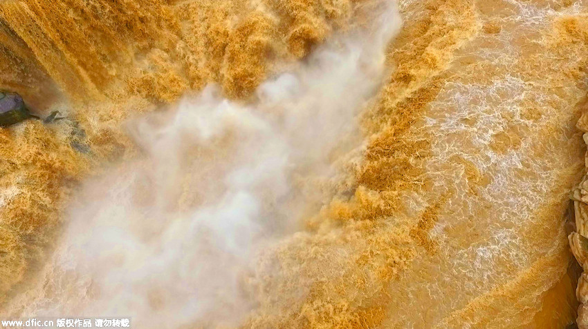 Aerial view of breathtaking Hukou Waterfall