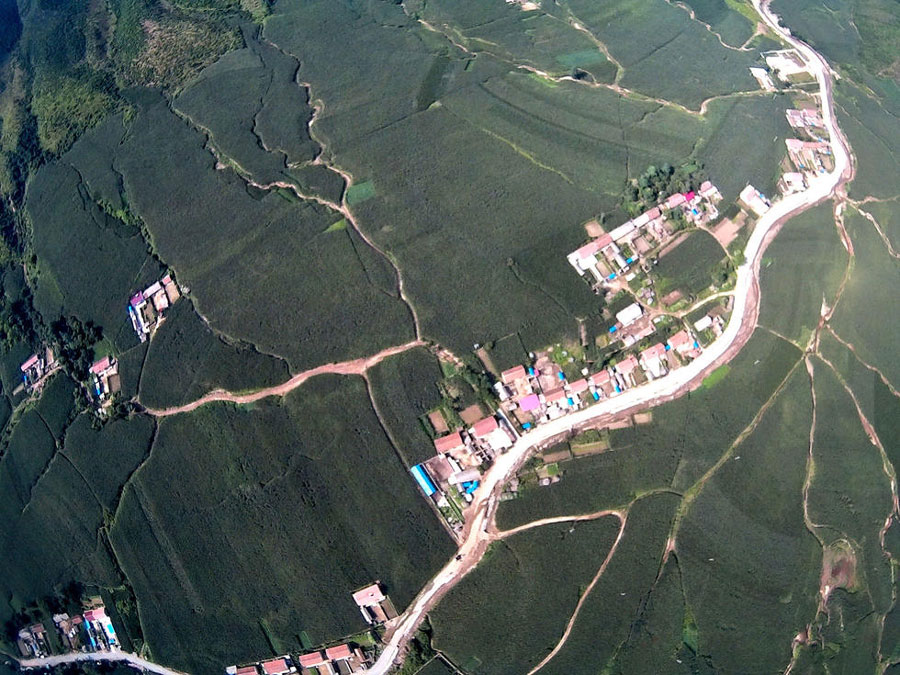 Aerial view of China's first impact crater 