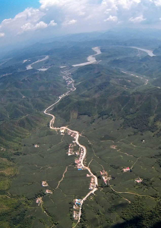 Aerial view of China's first impact crater 