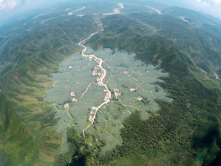 Aerial view of China's first impact crater 