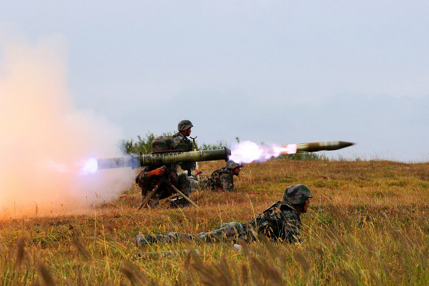 PLA troops in live firing training