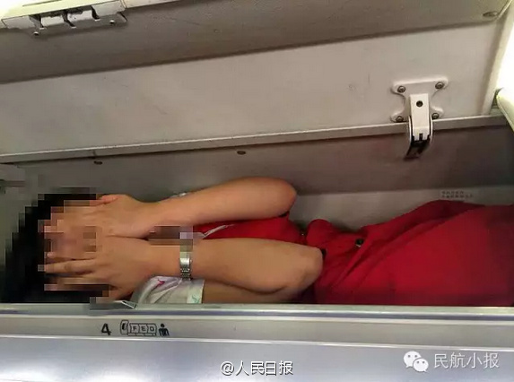 Photos of stewardesses in overhead luggage lockers spark disputes
