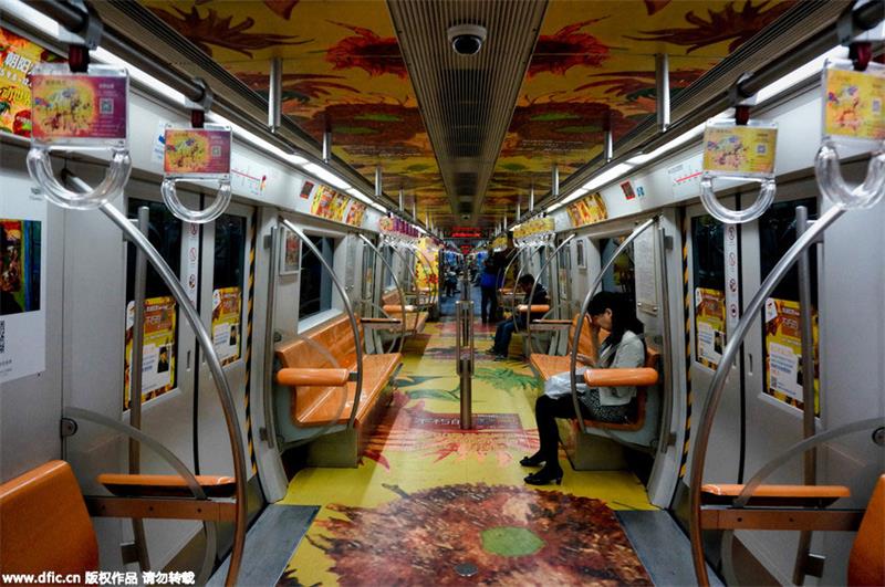 Subway train decorated with Van Gogh's paintings