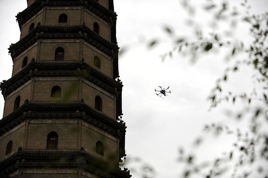 UAV used to prevent fire in ancient buildings