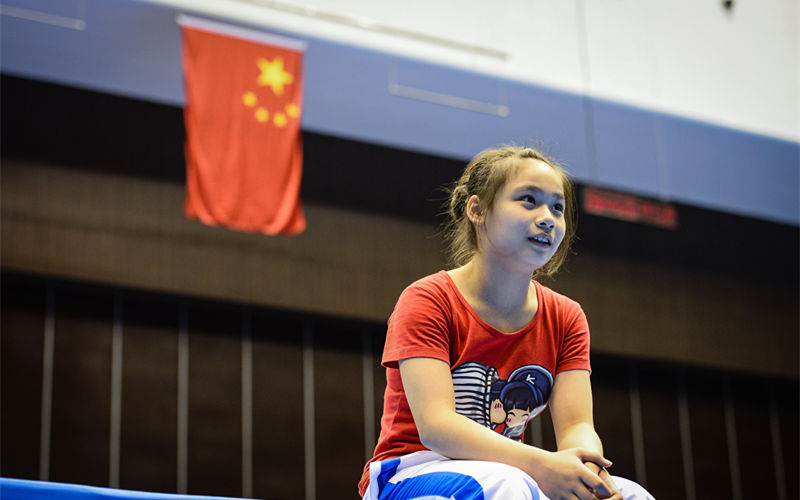 Little trampoline contestant in National Youth Games