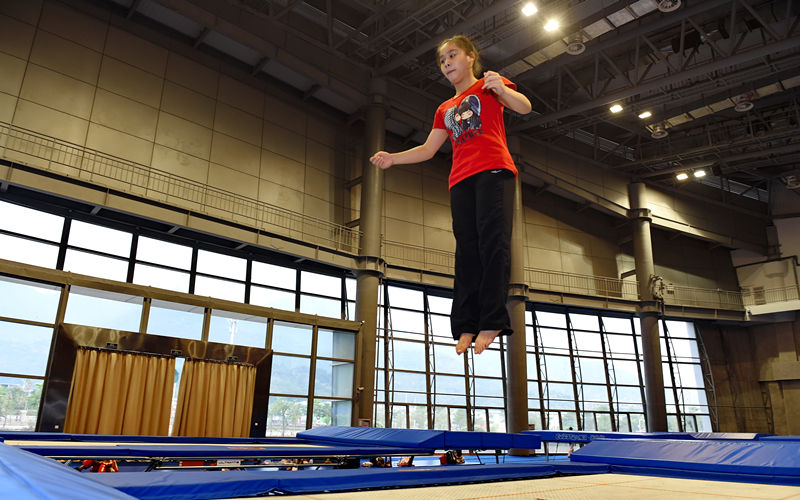 Little trampoline contestant in National Youth Games