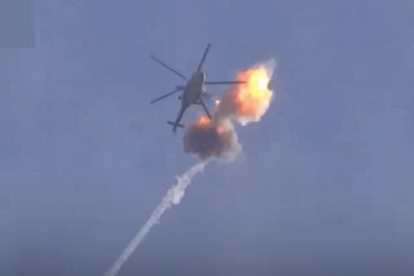 Russian helicopter lands safely after being attacked in Syria