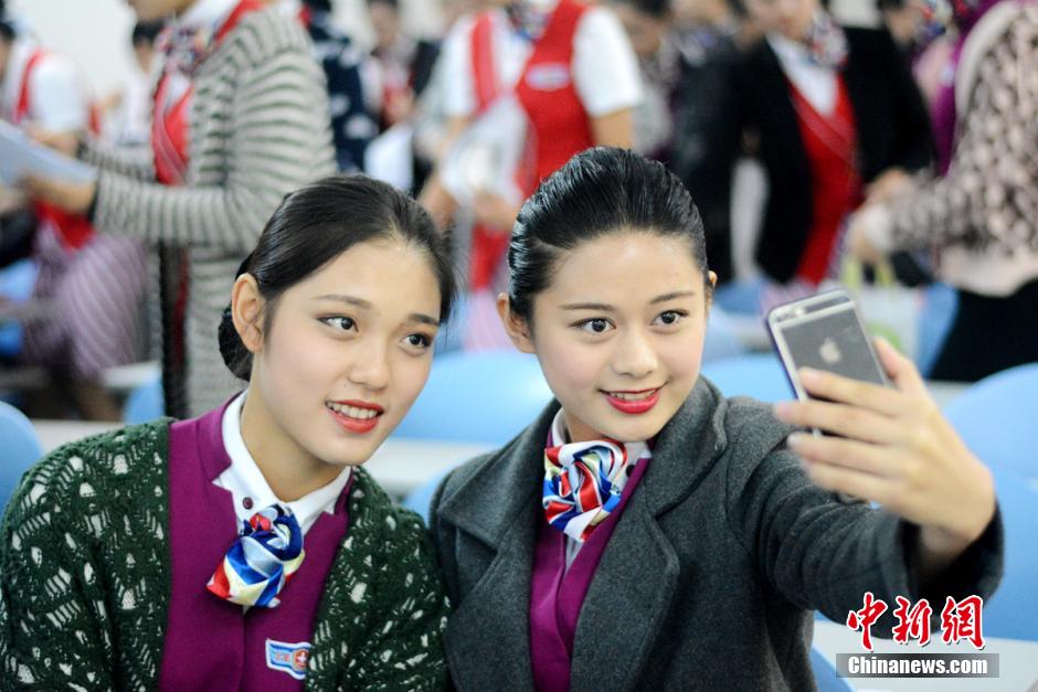 Charming girls vie for flight attendant jobs