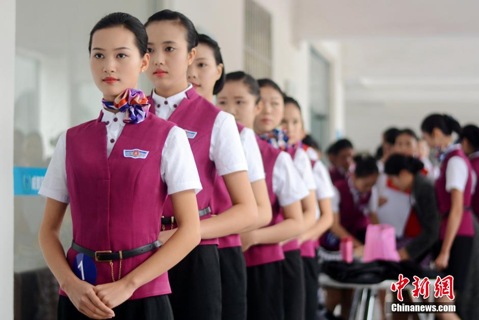 Charming girls vie for flight attendant jobs