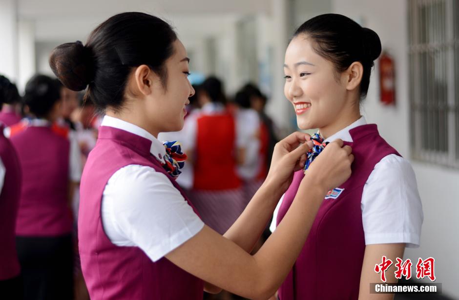 Charming girls vie for flight attendant jobs