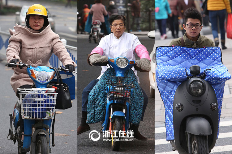 Watch out! Electric bicycles covered with quilts rushing to you!
