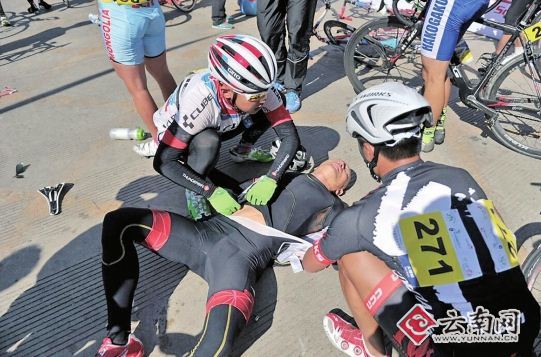 Cyclists injured in a rare head-on crash in SW China