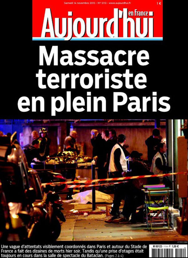 Shock, horror and outrage over Paris attacks on French newspaper front page