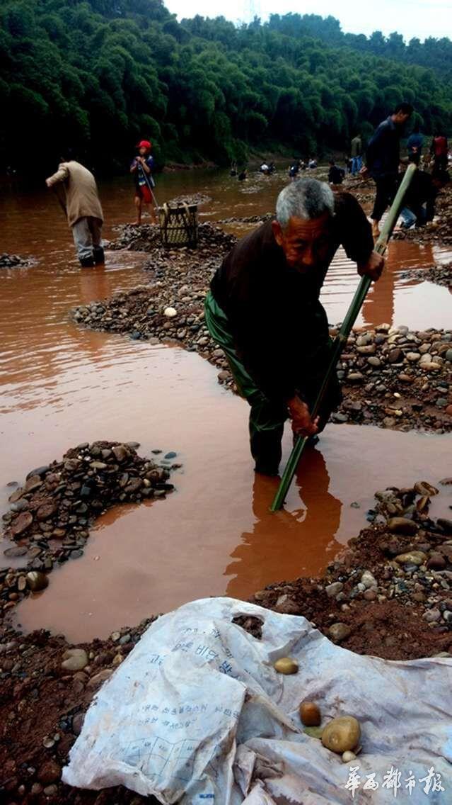 Residents dig stones in river for jade in SW China