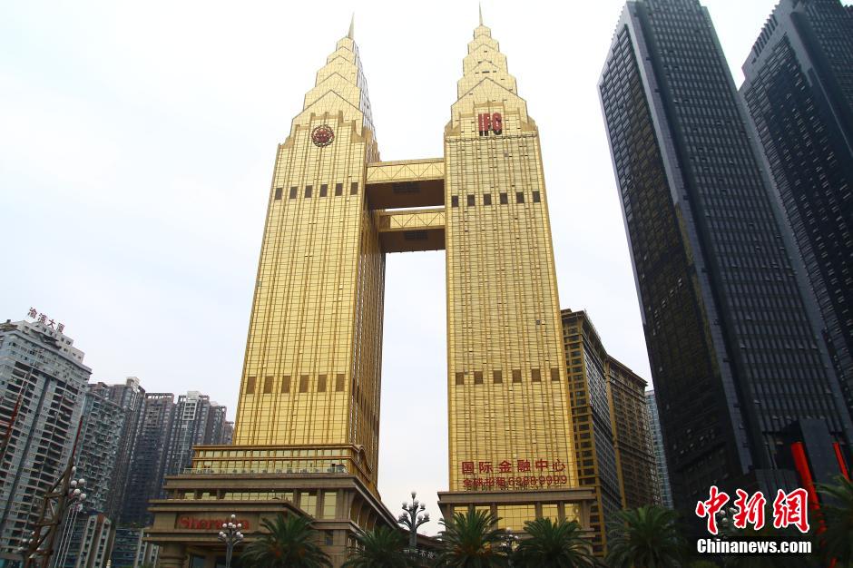 Shining golden twin towers in SW China