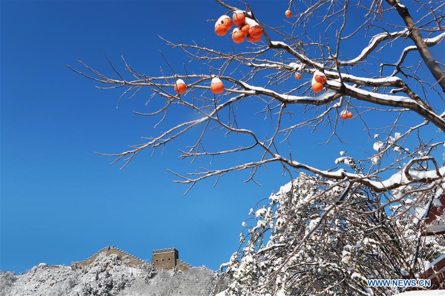 Snow scenery of Huangyaguan section of Great Wall in Tianjin