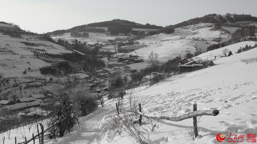 Picturesque snow scenery of Songling village