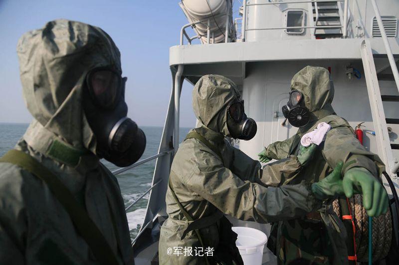 Nuclear-biological-chemical protection drill held in naval vessels