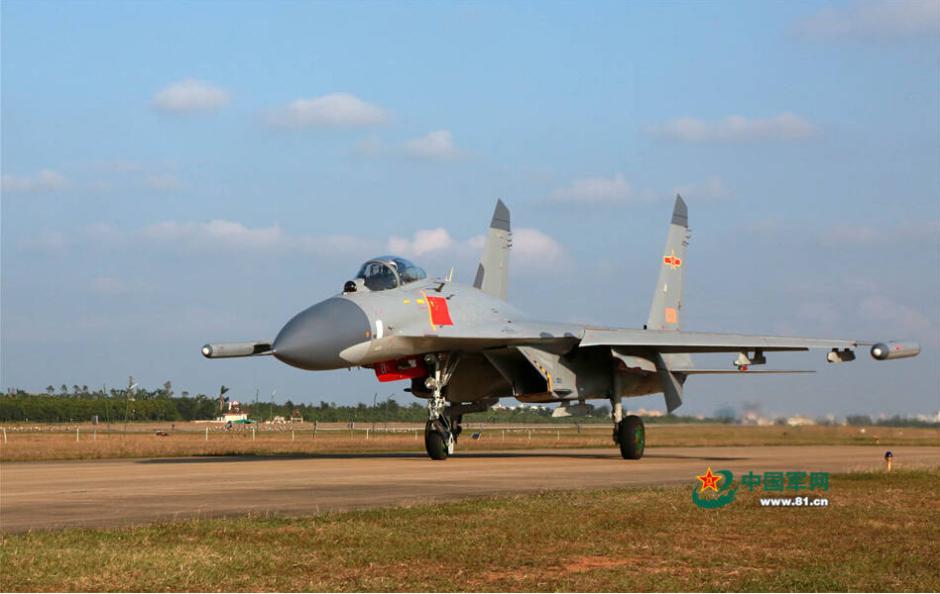 J-11 fighter jets conduct combat training 