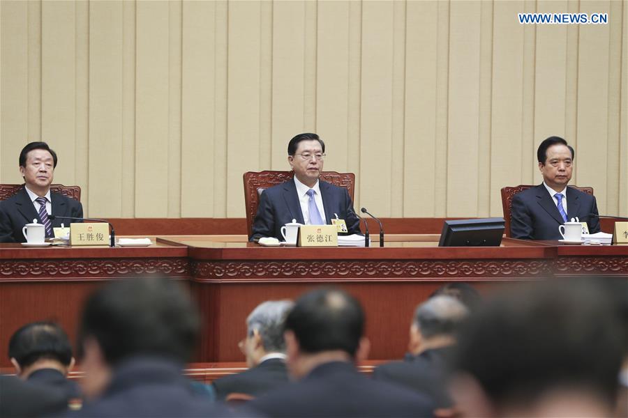 Zhang Dejiang attends second plenary meeting of 18th session of 12th NPC Standing Committee