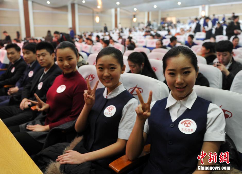 High school girls attend admission interview for college's flight attendant major